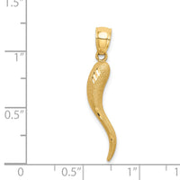 Load image into Gallery viewer, 14k Solid Diamond-cut Italian Horn Charm
