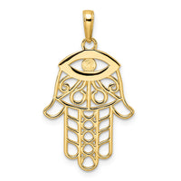 Load image into Gallery viewer, 14k &amp; White Rhodium D/C Evil Eye Hamsa Pendant
