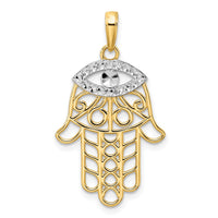 Load image into Gallery viewer, 14k &amp; White Rhodium D/C Evil Eye Hamsa Pendant
