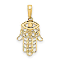 Load image into Gallery viewer, 14k &amp; White Rhodium D/C Evil Eye Hamsa Pendant
