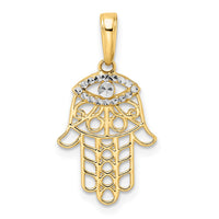 Load image into Gallery viewer, 14k &amp; White Rhodium D/C Evil Eye Hamsa Pendant
