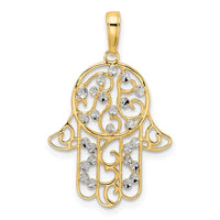 Load image into Gallery viewer, 14k &amp; White Rhodium D/C Fancy Hamsa Pendant

