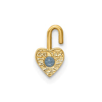 Load image into Gallery viewer, 14ky March Synthetic Birthstone Heart Charm
