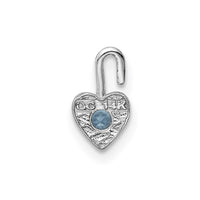 Load image into Gallery viewer, 14k White Gold March Synthetic Birthstone Heart Charm
