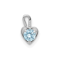 Load image into Gallery viewer, 14k White Gold March Synthetic Birthstone Heart Charm
