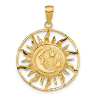 Load image into Gallery viewer, 14k Diamond-cut Sun with Moon and Stars Charm
