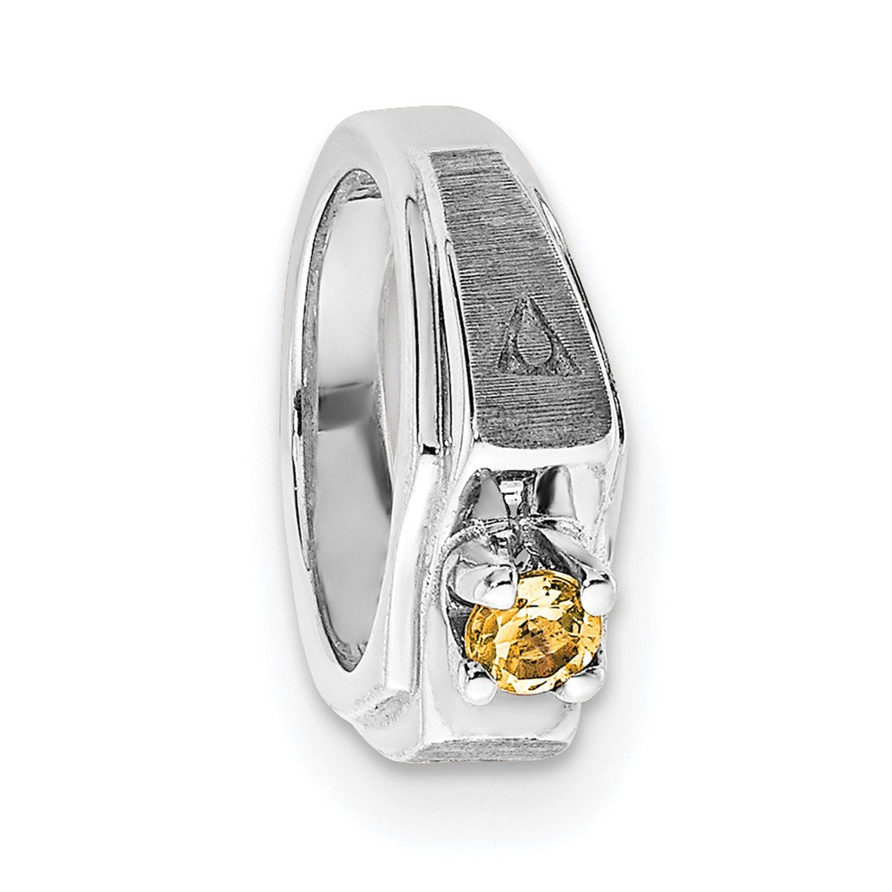 10K White Gold Polished and Brushed Citrine Ring Pendant