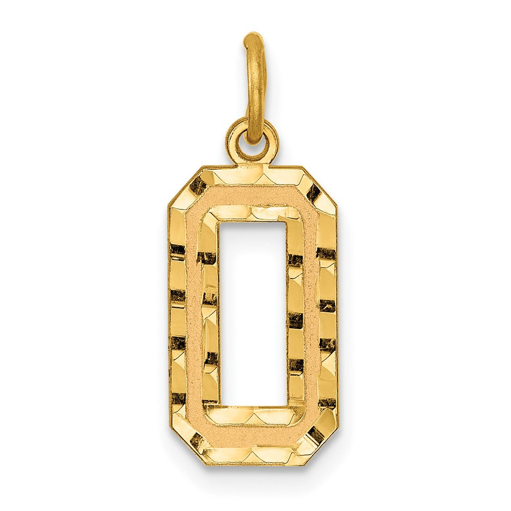 14k Medium Diamond-cut Number 0 Charm