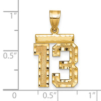 Load image into Gallery viewer, 14k Medium Diamond-cut Number 13 Charm
