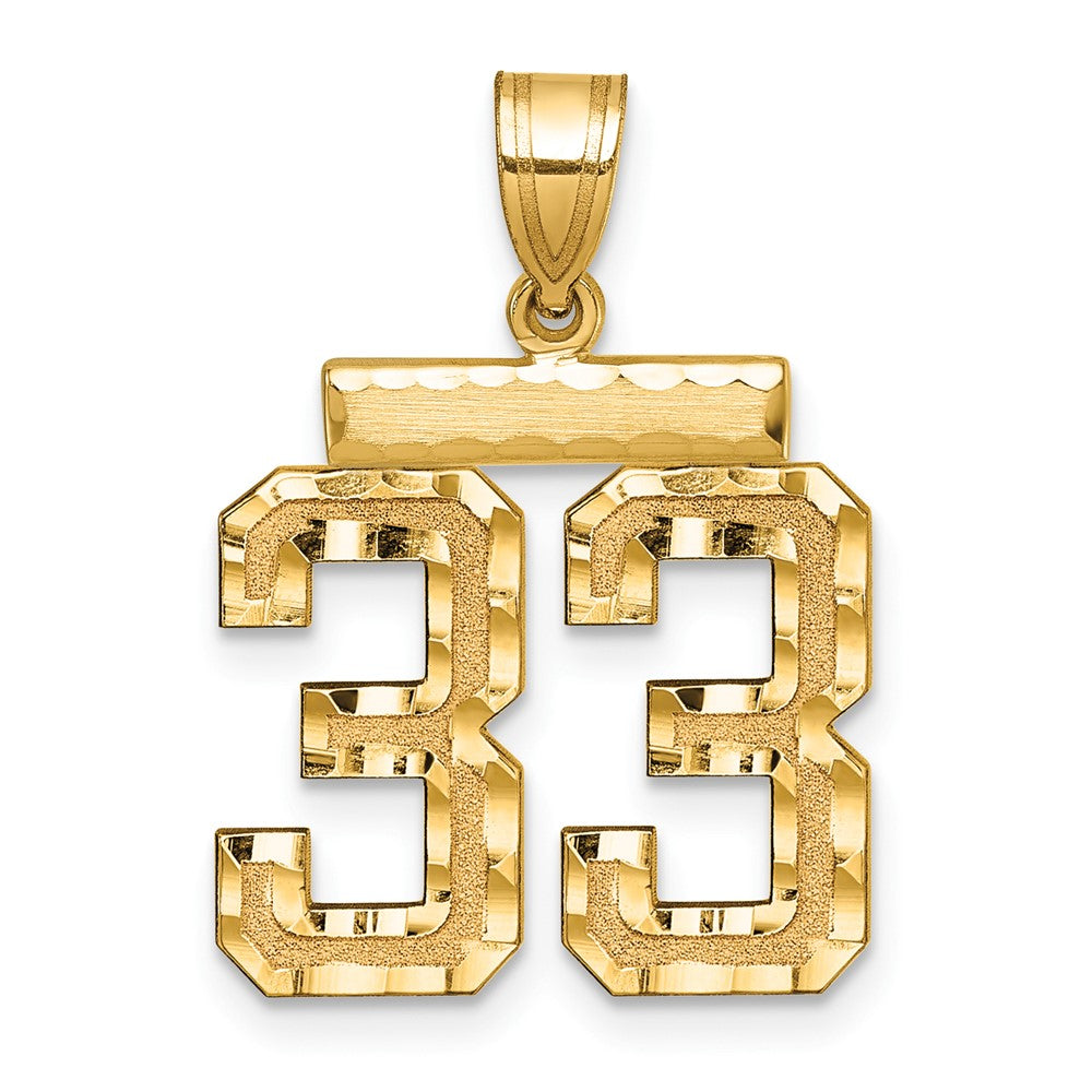 14k Medium Diamond-cut Number 33 Charm
