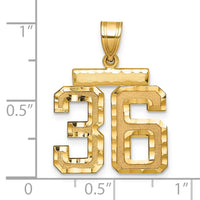 Load image into Gallery viewer, 14k Medium Diamond-cut Number 36 Charm
