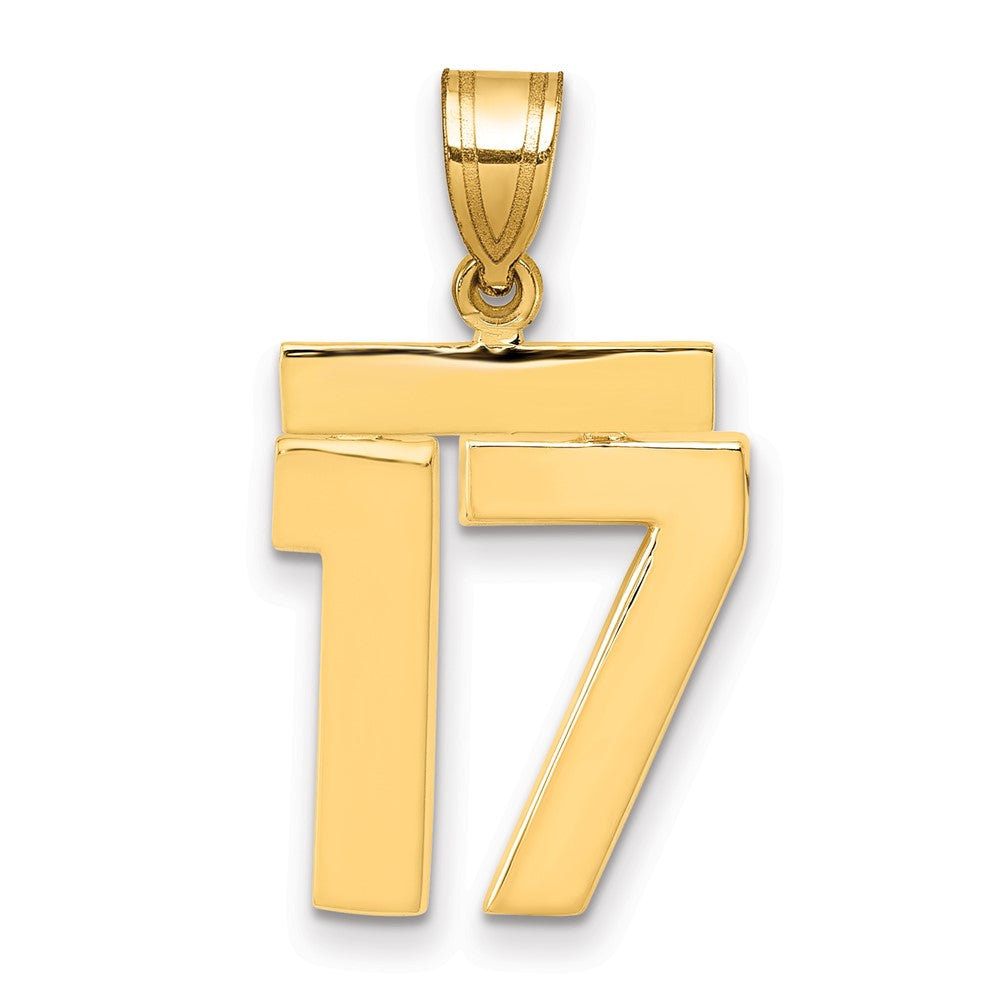 14k Medium Polished Number 17 Charm