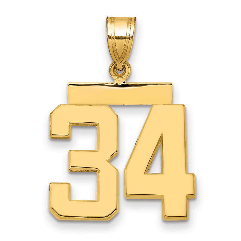 14k Medium Polished Number 34 Charm