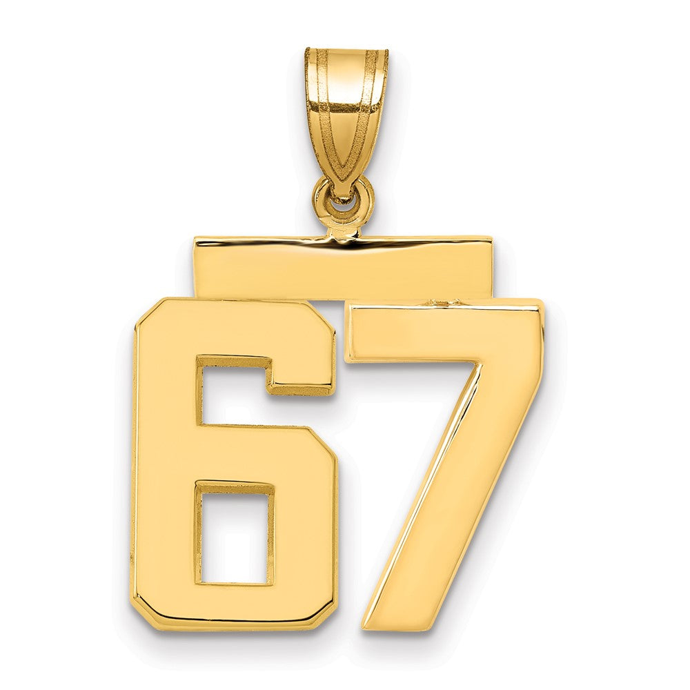 14k Medium Polished Number 67 Charm