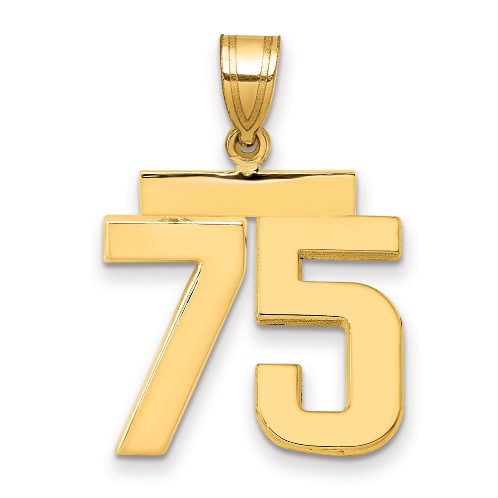 14k Medium Polished Number 75 Charm