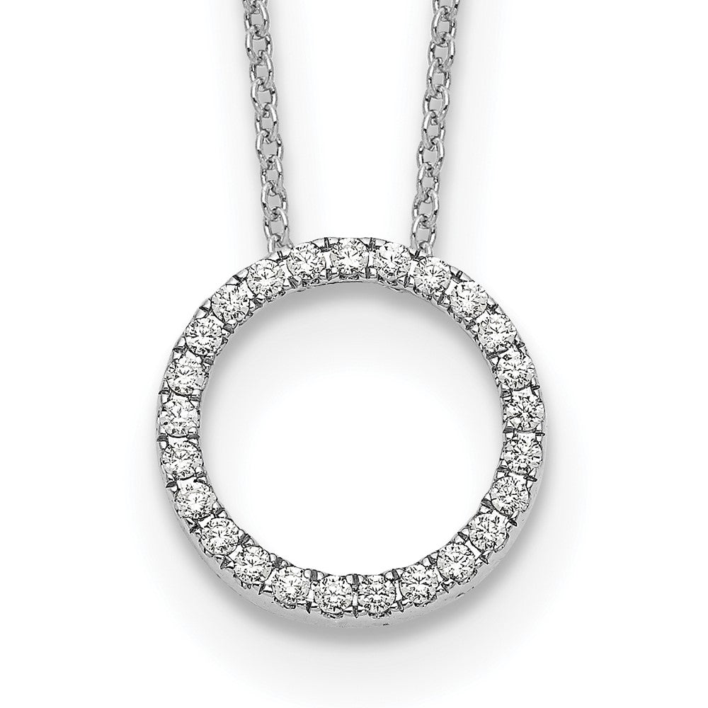 14k White Gold Diamond Circle 18 inch Necklace