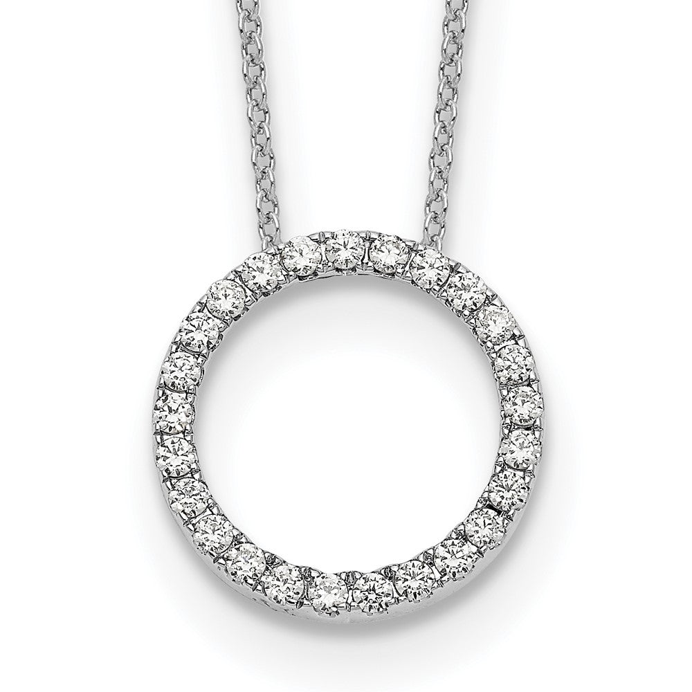 14k White Gold Diamond Circle 18 inch Necklace