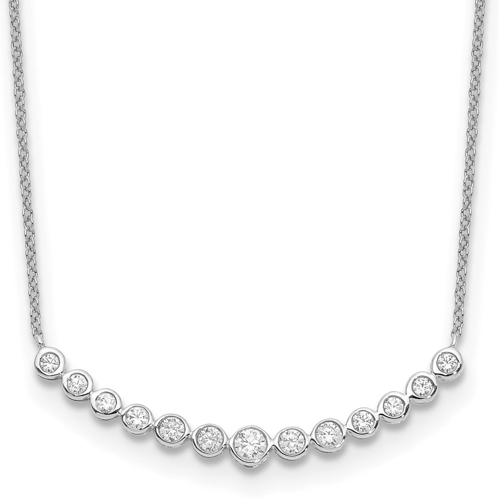 14k White Gold Diamond Curved Bar Necklace
