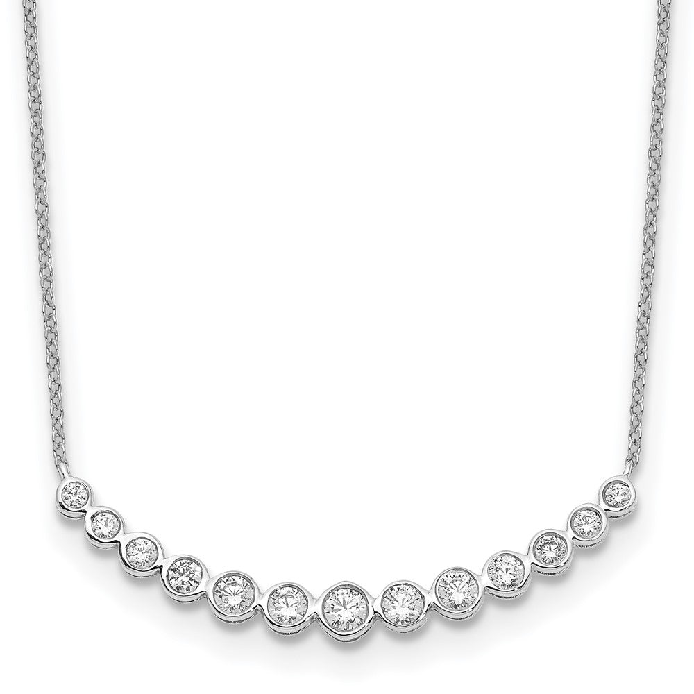 14k White Gold Diamond Curved Bar Necklace