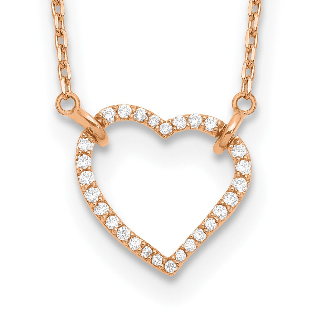 14k Rose Gold Diamond Heart Necklace