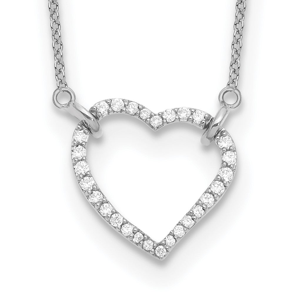 14k White Gold Diamond Heart Pendant Necklace