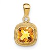 14k Cushion Citrine and Diamond Pendant
