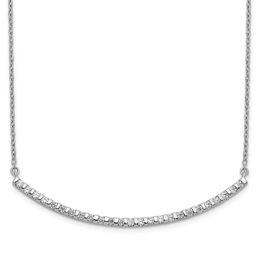 14k White Gold Diamond Curved Bar 18 inch Necklace