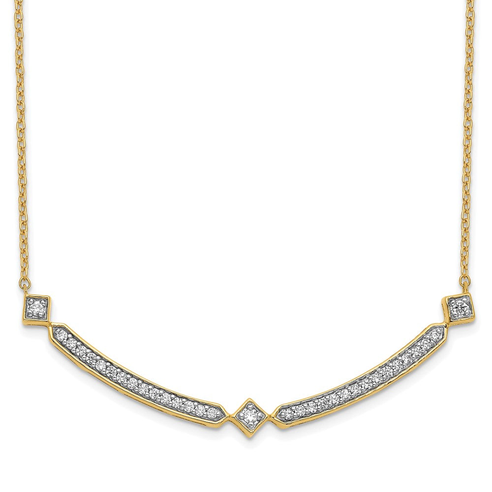 14k Diamond Curved Bar 18 inch Necklace