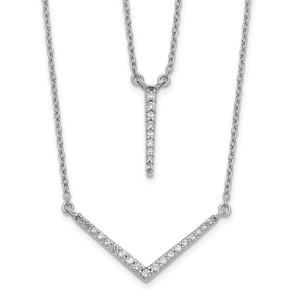14k White Gold Diamond Double Strand 18 inch Necklace