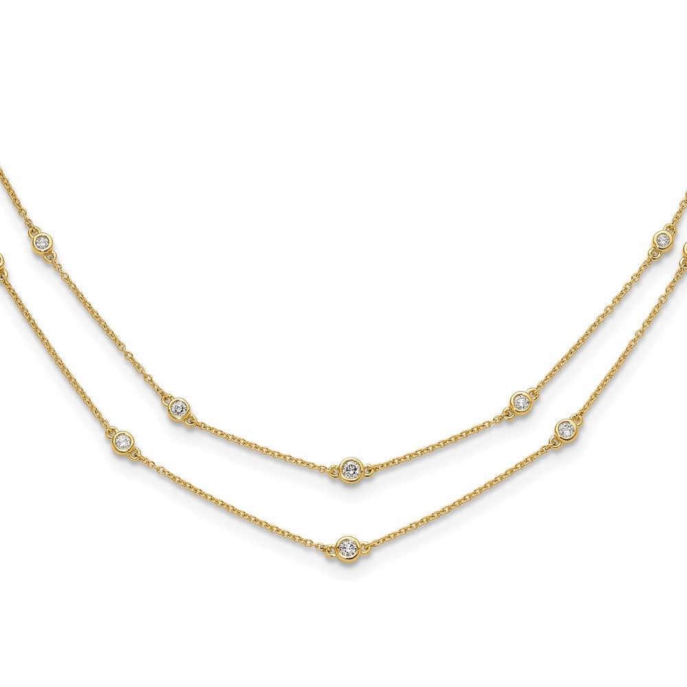 14k Diamond Multi Station Double Strand Necklace
