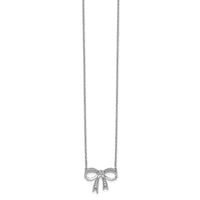 Load image into Gallery viewer, 14k White Gold Diamond Bow 18 inch Necklace
