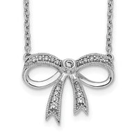 Load image into Gallery viewer, 14k White Gold Diamond Bow 18 inch Necklace
