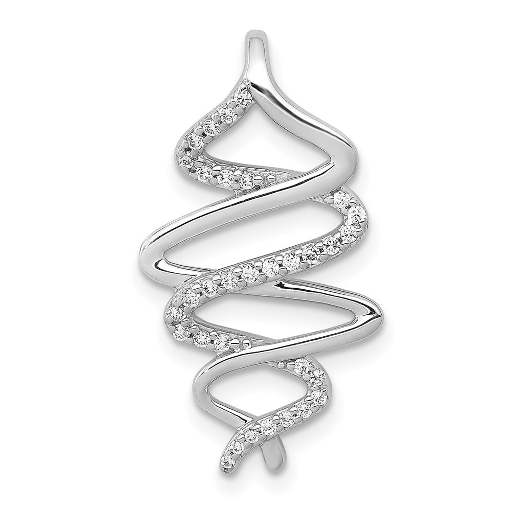14k White Gold 1/6ct. Diamond Polished Fancy Twisted Chain Slide