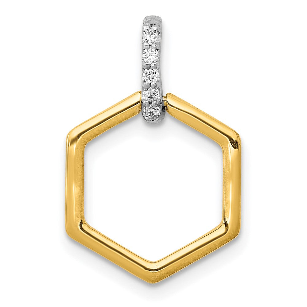 14k Two-tone 1/20ct. Diamond Fancy Hexagon Pendant