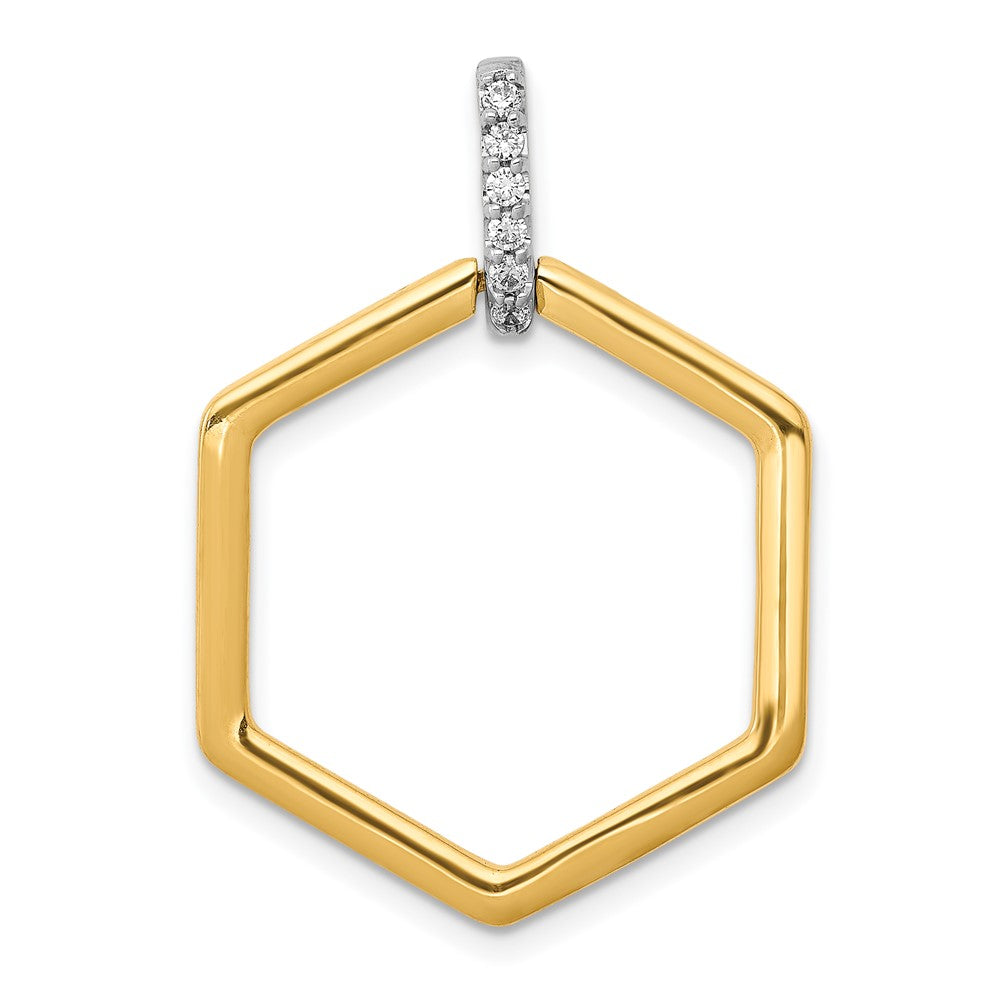 14k Two-tone 1/15ct. Diamond Fancy Hexagon Pendant