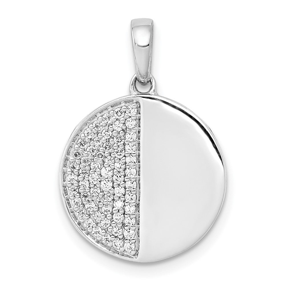 14k White Gold 1/4ct. Diamond Fancy Half and Half Circle Pendant
