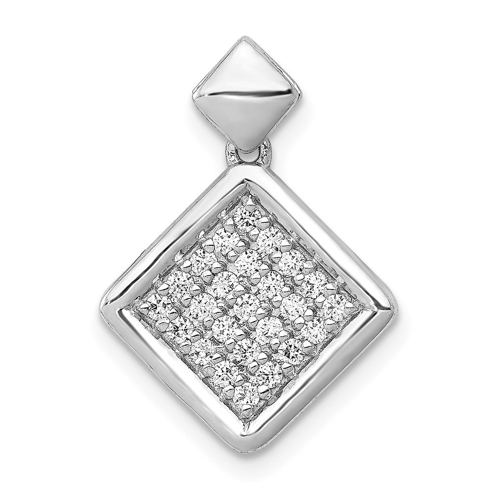 14k White Gold 1/4ct. Diamond Fancy Tilted Square Pendant