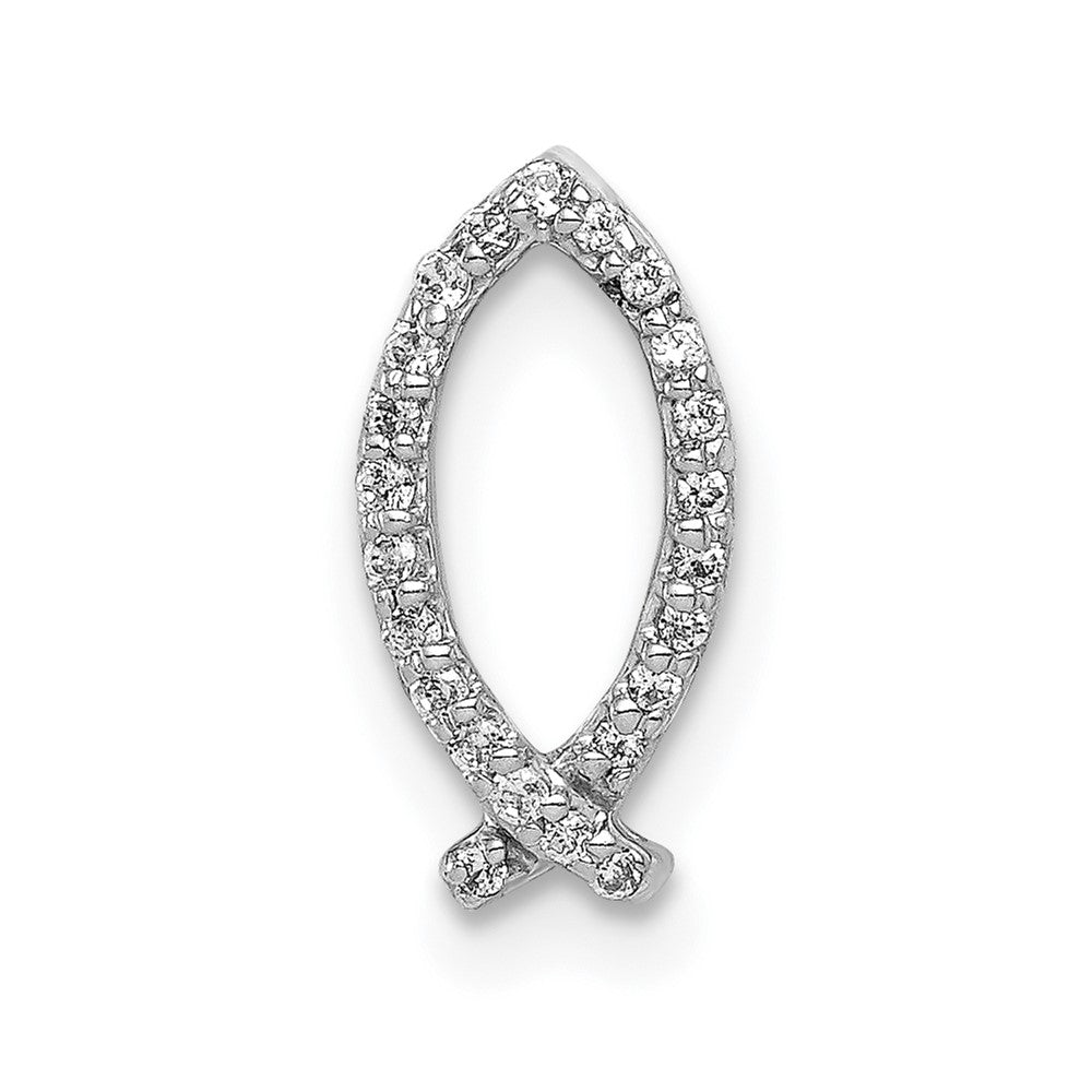 14k White Gold 1/15ct. Diamond Ichthus Chain Slide