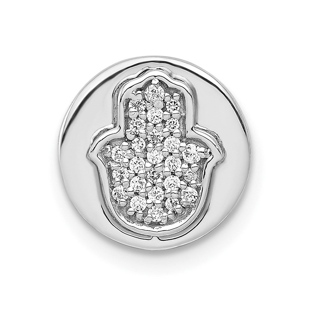 14k White Gold 1/10ct. Diamond Hamsa Chain Slide