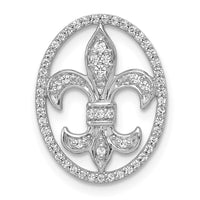 Load image into Gallery viewer, 14k White Gold Oval 1/5ct. Diamond Fleur de Lis Chain Slide
