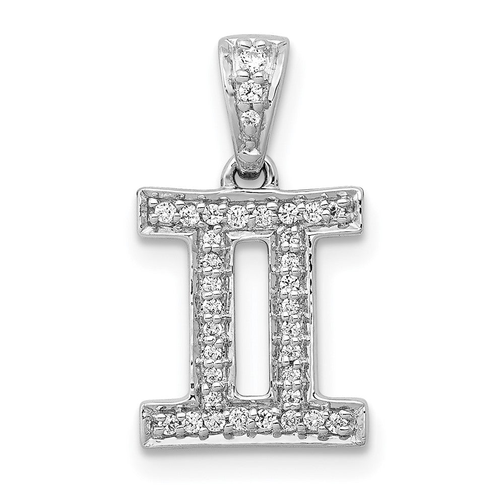 14k White Gold Diamond Gemini Zodiac Pendant