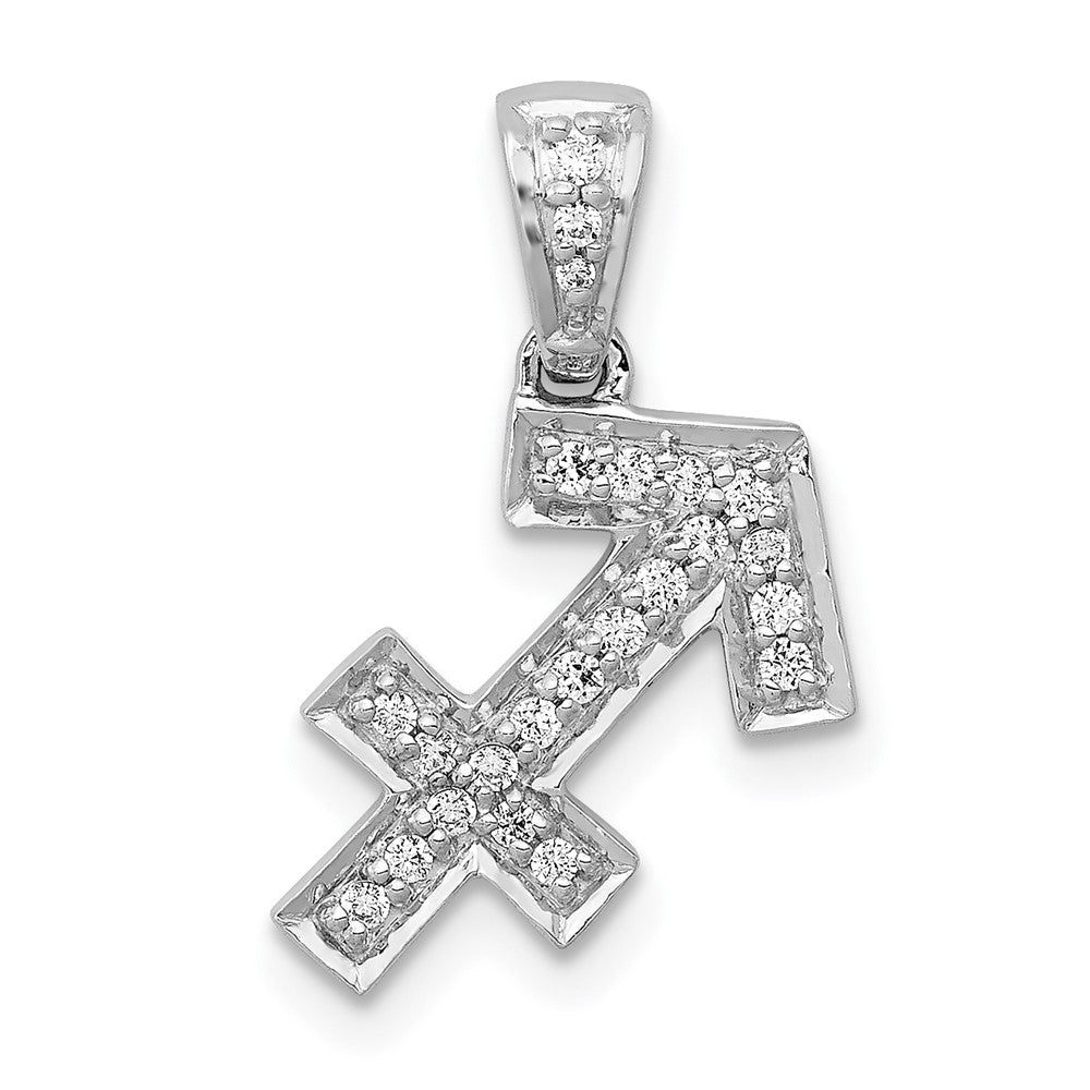 14k White Gold Diamond Sagittarius Zodiac Pendant