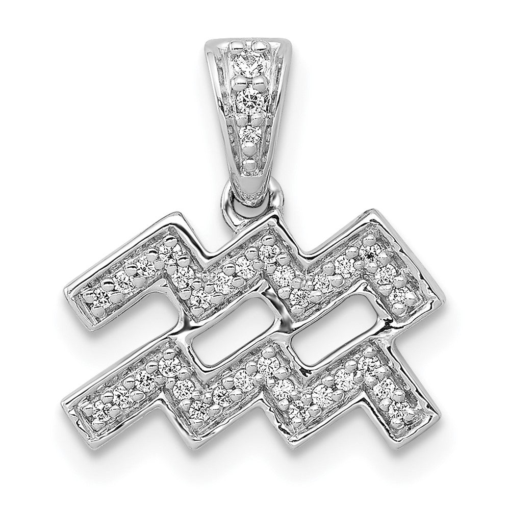 14k White Gold Diamond Aquarius Zodiac Pendant