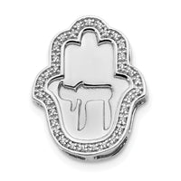Load image into Gallery viewer, 14k White Gold 1/10ct. Diamond Chai on Hamsa Chain Slide
