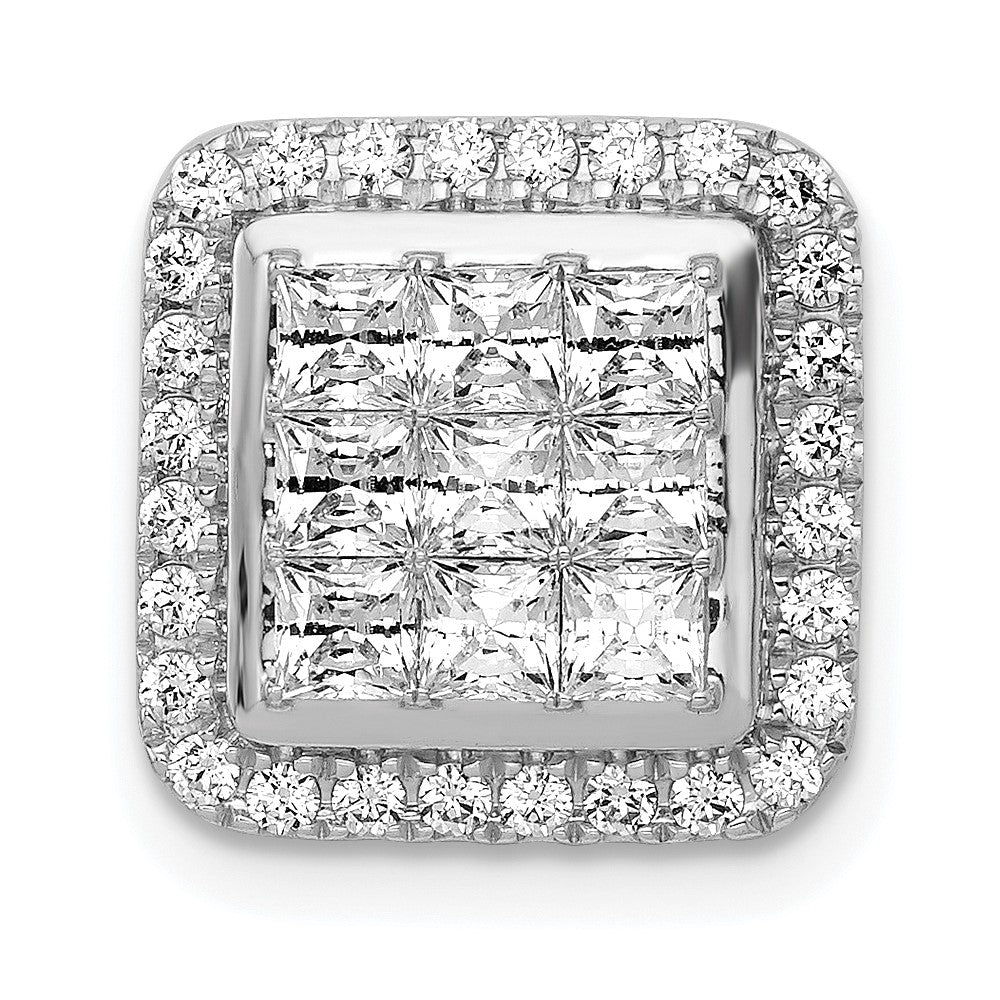 14k White Gold 1ct. Diamond Square Cluster Pendant