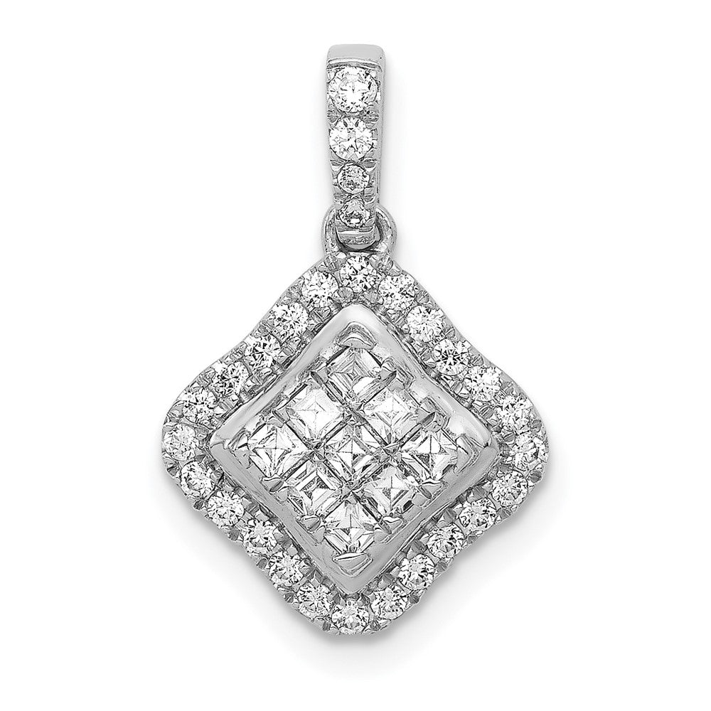 14k White Gold 1/2ct. Diamond Cluster Pendant