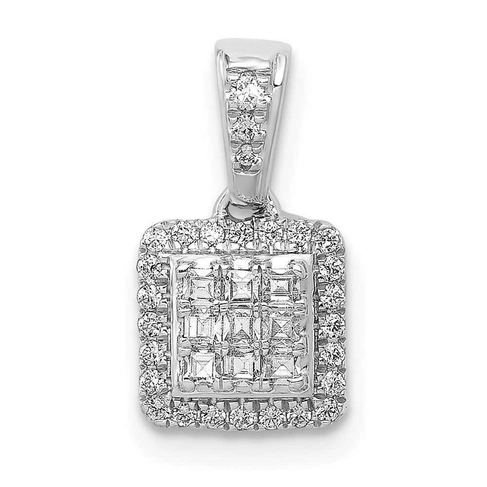 14k White Gold 1/4ct. Diamond Square Cluster Pendant