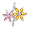 14k White Gold Diamond and 2.20 Citrine/Pink Tourmaline Flower Pendant