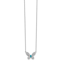 Load image into Gallery viewer, 14k White Gold Diamond and Turquoise Butterfly Necklace

