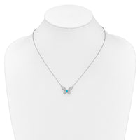 Load image into Gallery viewer, 14k White Gold Diamond and Turquoise Butterfly Necklace
